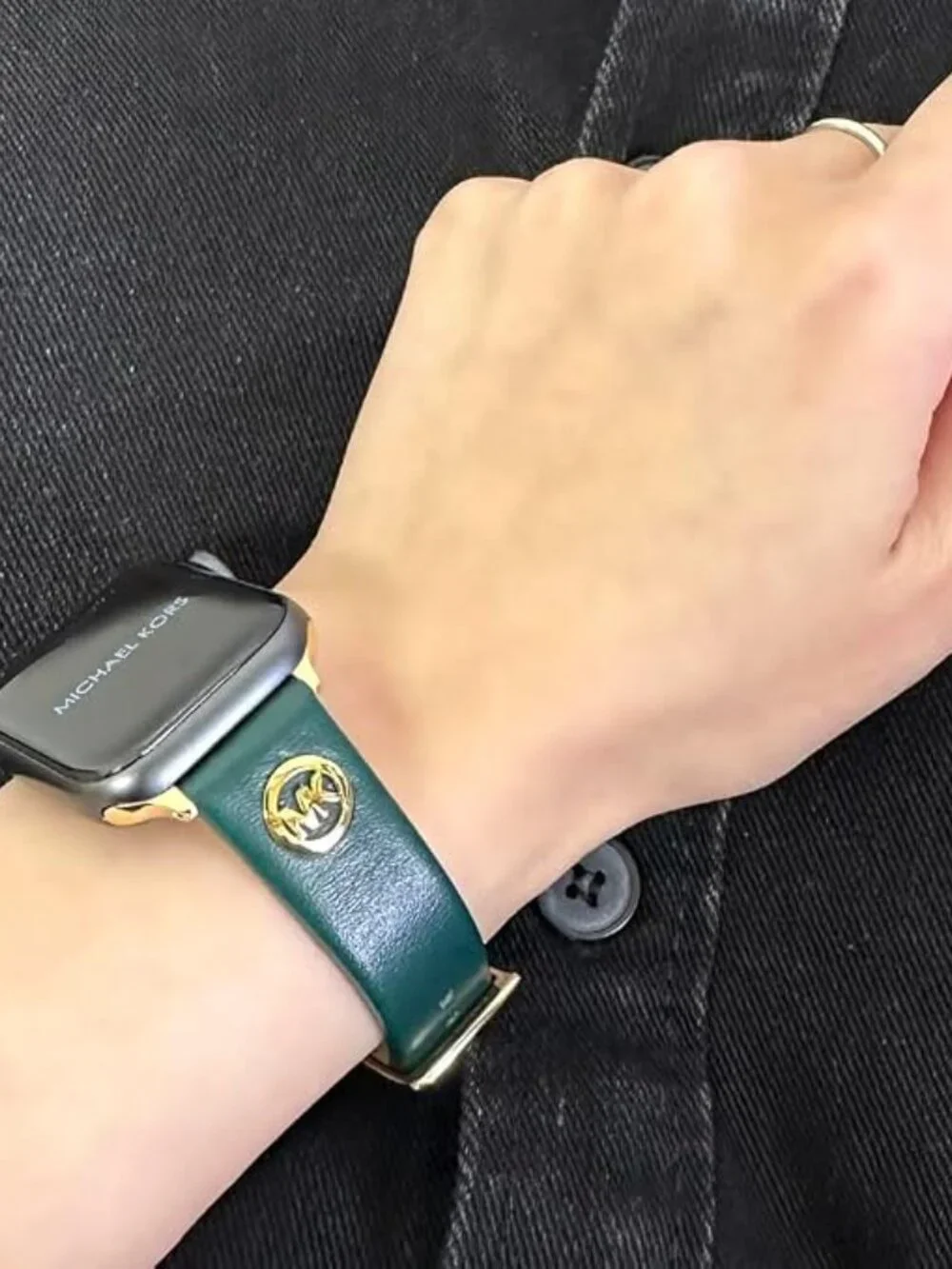 $95 Michael Kors Women's Green Leather Band Strap for Apple Watch, 38/40/41 mm